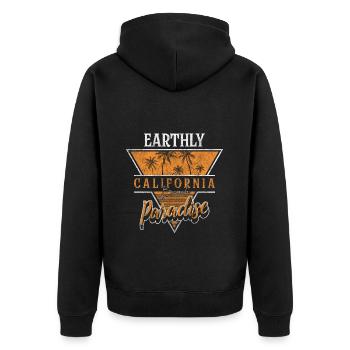 Sommer Strandpromenade Brise Ferien - Unisex Premium Bio Zip Hoodie - Schwarz - Hinten - Nico (187cm)