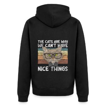 Chats, Internet, Miaou, Poils De Chat - Veste à capuche bio Premium Unisexe - noir - Dos - Nico (187cm)