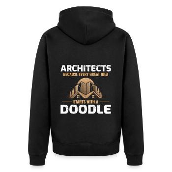 Architekt kritzelt Innenarchitektur Innovation Lustig - Unisex Premium Bio Zip Hoodie - Schwarz - Hinten - Nico (187cm)