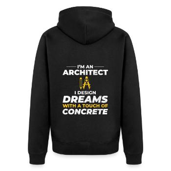 Rêve d’architecte Conception en béton Construction - Veste à capuche bio Premium Unisexe - noir - Dos - Nico (187cm)