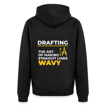 Architect Drafting Wavy Lines Construction Funny - Unisex Premium Organic Zip Hoodie - black - Back - Nico (187cm)