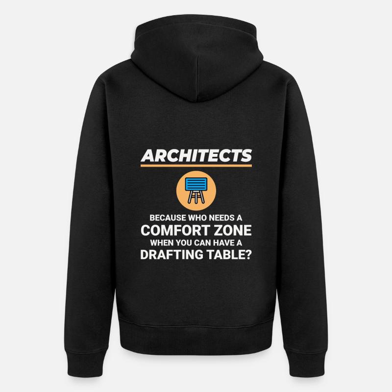 Architect Drafting Table Construction Architecture - Unisex Premium Organic Zip Hoodie - black