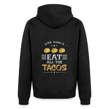 Buffet Genießer Restaurant - Unisex Premium Bio Zip Hoodie - Schwarz - Hinten - Nico (187cm)