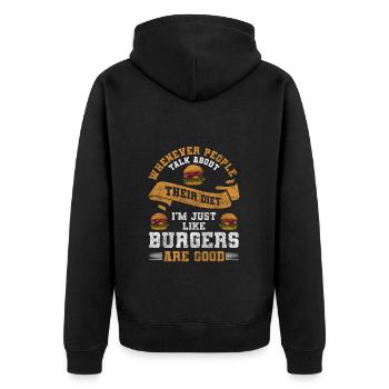 Essen All you can eat Vielesser - Unisex Premium Bio Zip Hoodie - Schwarz - Hinten - Nico (187cm)