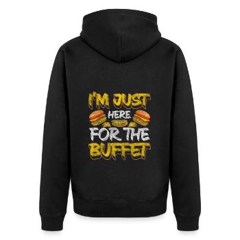 Essen Köstlich Getränke Vielesser - Unisex Premium Bio Zip Hoodie - Schwarz - Hinten - Nico (187cm)