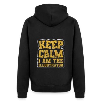 Designer Zeichnen Entwurf - Unisex Premium Bio Zip Hoodie - Schwarz - Hinten - Nico (187cm)