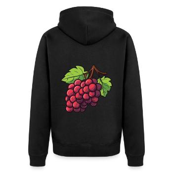 Weintrauben Symbol - Unisex Premium Bio Zip Hoodie - Schwarz - Hinten - Nico (187cm)
