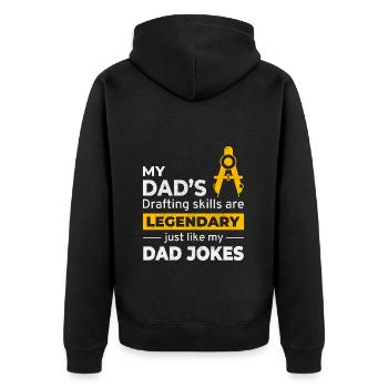Architekt Papa Zeichnen Fähigkeiten Papa Witze Legende 📐 - Unisex Premium Bio Zip Hoodie - Schwarz - Hinten - Nico (187cm)