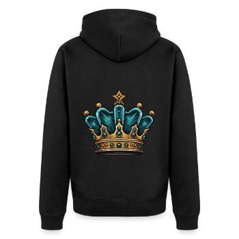 Krone Royal Crown - Unisex Premium Bio Zip Hoodie - Schwarz - Hinten - Nico (187cm)