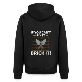 Brick It Up: Hilarious Bricklayer for DIY Lovers - Unisex Premium Organic Zip Hoodie - black - Back - Nico (187cm)