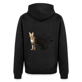 Serval-Katze - Unisex Premium Bio Zip Hoodie - Schwarz - Hinten - Nico (187cm)