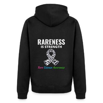 Bewusstsein für seltene Krankheiten Stärke in der Seltenheit - Unisex Premium Bio Zip Hoodie - Schwarz - Hinten - Nico (187cm)