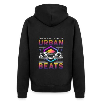 Vinyl Record Disco Rave - Unisex Premium Organic Zip Hoodie - black - Back - Nico (187cm)