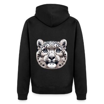Schneeleopard Leopard Weißer Leopard - Unisex Premium Bio Zip Hoodie - Schwarz - Hinten - Nico (187cm)
