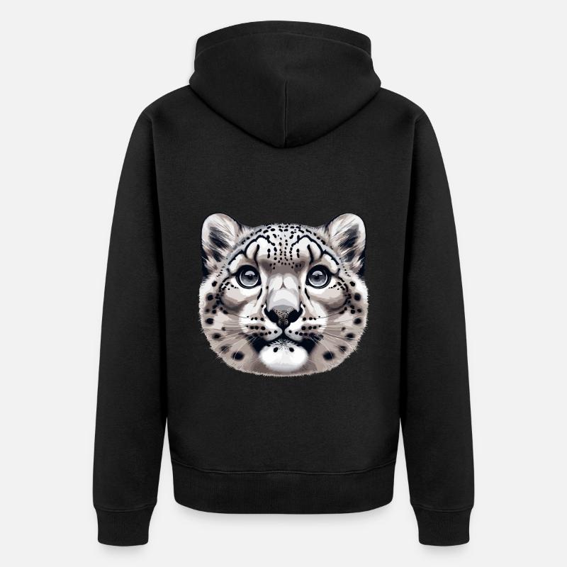 Schneeleopard Leopard Weißer Leopard - Unisex Premium Bio Zip Hoodie - Schwarz