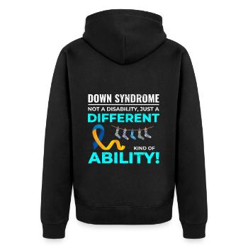 Down-Syndrom Bewusstsein Unterschiedliche Fähigkeit - Unisex Premium Bio Zip Hoodie - Schwarz - Hinten - Nico (187cm)