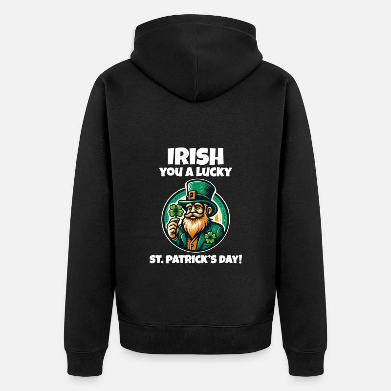 Ayez de la chance avec notre drôle de Saint-Patrick - Veste à capuche bio Premium Unisexe - noir