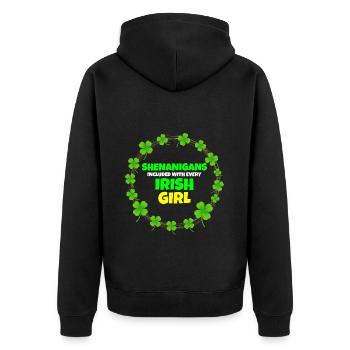 Manigances incluses : Fille irlandaise de la Saint-Patrick - Veste à capuche bio Premium Unisexe - noir - Dos - Nico (187cm)
