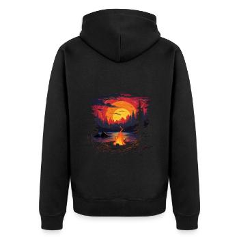 Campfire - Unisex Premium Organic Zip Hoodie - black - Back - Nico (187cm)