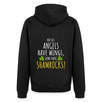 Shamrock Angels: Lustiges irisches Mädchen - Unisex Premium Bio Zip Hoodie - Schwarz - Hinten - Nico (187cm)