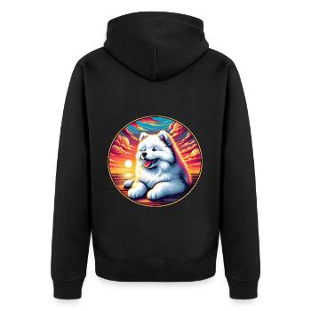 Samoyed Dog Gifts Cute Samoyed Dog Graphic - Unisex Premium Organic Zip Hoodie - black - Back - Nico (187cm)
