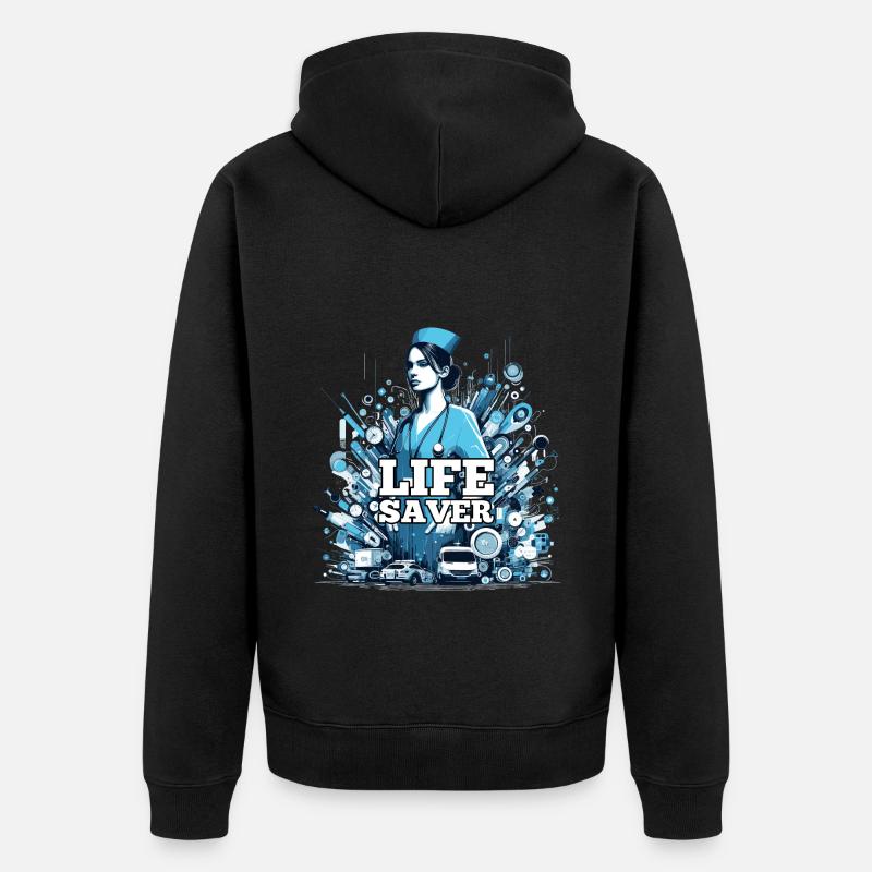 Cadeau de sauveteur d’infirmière - Veste à capuche bio Premium Unisexe - noir