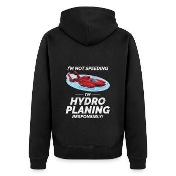 Wasserflugzeug Bootsrennen Wassersport Adrenalin - Unisex Premium Bio Zip Hoodie - Schwarz - Hinten - Nico (187cm)