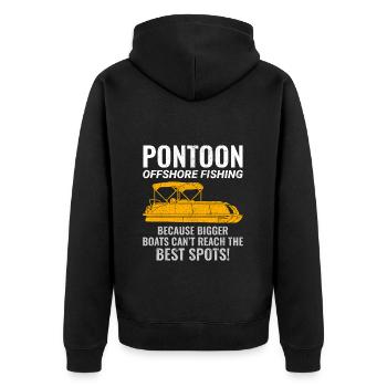 Pontonboot Motorboot Hochseefischen Lustig - Unisex Premium Bio Zip Hoodie - Schwarz - Hinten - Nico (187cm)