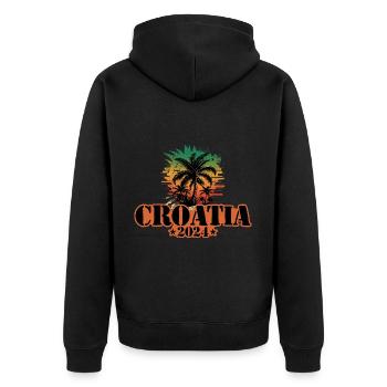 Croatia 2024 Team Palm Trees Colorful - Unisex Premium Organic Zip Hoodie - black - Back - Nico (187cm)