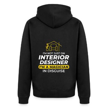 Innenarchitekt Dekorationsdesign Profi - Unisex Premium Bio Zip Hoodie - Schwarz - Hinten - Nico (187cm)
