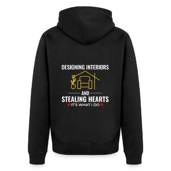 Innenarchitekt Dekorationsdesign Profi - Unisex Premium Bio Zip Hoodie - Schwarz - Hinten - Nico (187cm)