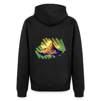 Berglandschaft gemalt - Unisex Premium Bio Zip Hoodie - Schwarz - Hinten - Nico (187cm)