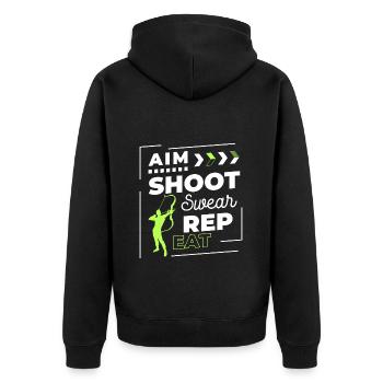 Archer Hunting Shooting Sports Target - Unisex Premium Organic Zip Hoodie - black - Back - Nico (187cm)