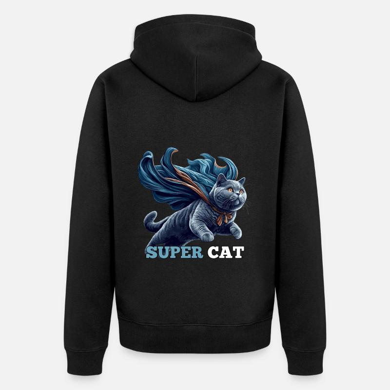 Super Chat BKH Bleu Cadeau - Veste à capuche bio Premium Unisexe - noir