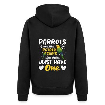 Papagei Bunt Tropisch - Unisex Premium Bio Zip Hoodie - Schwarz - Hinten - Nico (187cm)