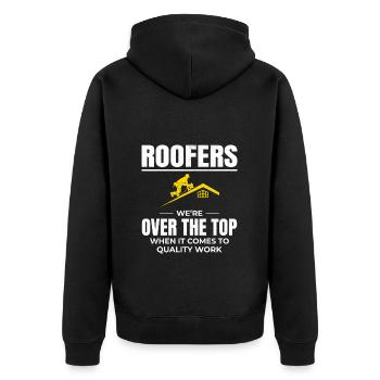 Roofer Roofing Roof Repair Mechanic Contractor - Unisex Premium Organic Zip Hoodie - black - Back - Nico (187cm)