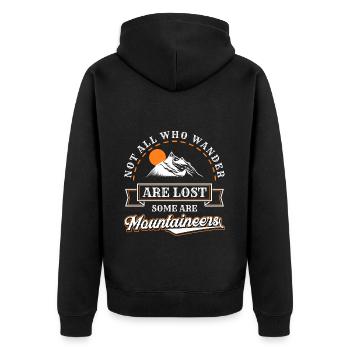 Klettern Felsen Trekking Outdoor - Unisex Premium Bio Zip Hoodie - Schwarz - Hinten - Nico (187cm)