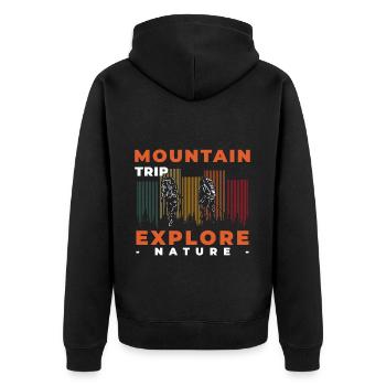 Bergsteigen Felsen Natur - Unisex Premium Bio Zip Hoodie - Schwarz - Hinten - Nico (187cm)