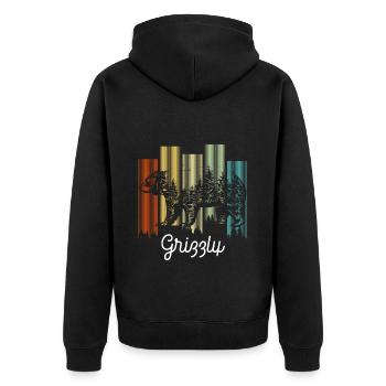 Wildnis Stärke Wald Berlin - Unisex Premium Bio Zip Hoodie - Schwarz - Hinten - Nico (187cm)