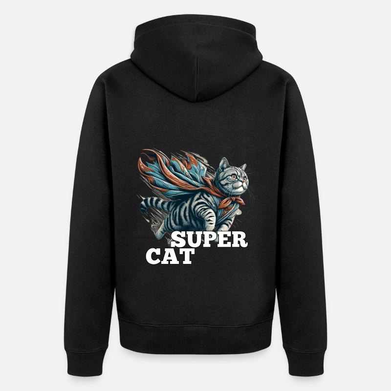 Super Katze Britisch Kurzhaar BKH getigert - Unisex Premium Bio Zip Hoodie - Schwarz