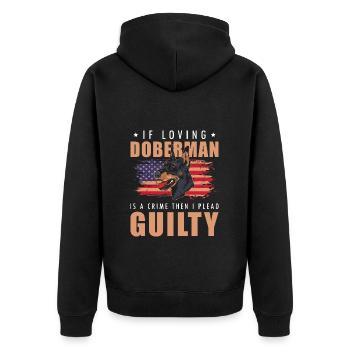 Doberman Pet Service Dog - Unisex Premium Organic Zip Hoodie - black - Back - Nico (187cm)