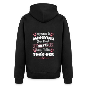 Frère et sœur enfant bébé coeur - Veste à capuche bio Premium Unisexe - noir - Dos - Nico (187cm)