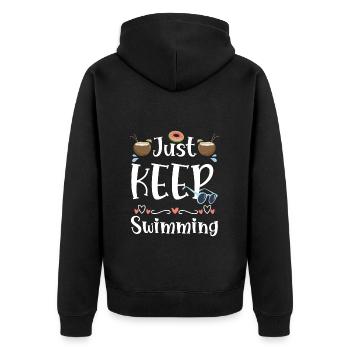 Swimming Pool Wasser Sonne Gartenparty - Unisex Premium Bio Zip Hoodie - Schwarz - Hinten - Nico (187cm)