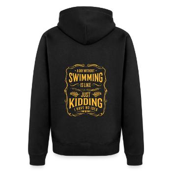 Pool Urlaub Sonne - Unisex Premium Bio Zip Hoodie - Schwarz - Hinten - Nico (187cm)