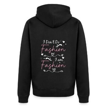 Mode Kleidung Trend - Unisex Premium Bio Zip Hoodie - Schwarz - Hinten - Nico (187cm)
