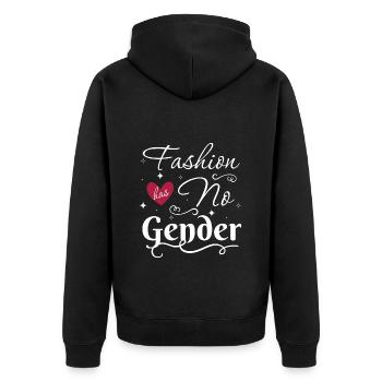 Shopping Fashionqueen Trend - Unisex Premium Bio Zip Hoodie - Schwarz - Hinten - Nico (187cm)
