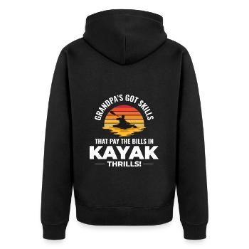 kayaking Gradpa Kayak Canoe Kayaker Funny - Unisex Premium Organic Zip Hoodie - black - Back - Nico (187cm)