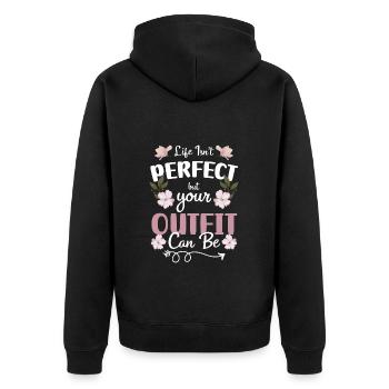 Mode Fashion Modenschau - Unisex Premium Bio Zip Hoodie - Schwarz - Hinten - Nico (187cm)