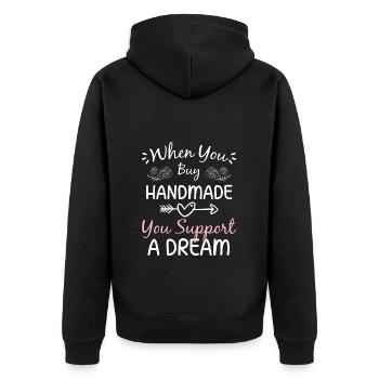 Shopping Style Modenschau - Unisex Premium Bio Zip Hoodie - Schwarz - Hinten - Nico (187cm)
