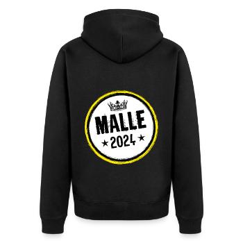 Malle 2024 Kreis - Unisex Premium Bio Zip Hoodie - Schwarz - Hinten - Nico (187cm)